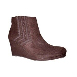 Sugar Brown Faux Suede Bootie‎ Juliette Wedge Ankle Boot Women Size 11 M